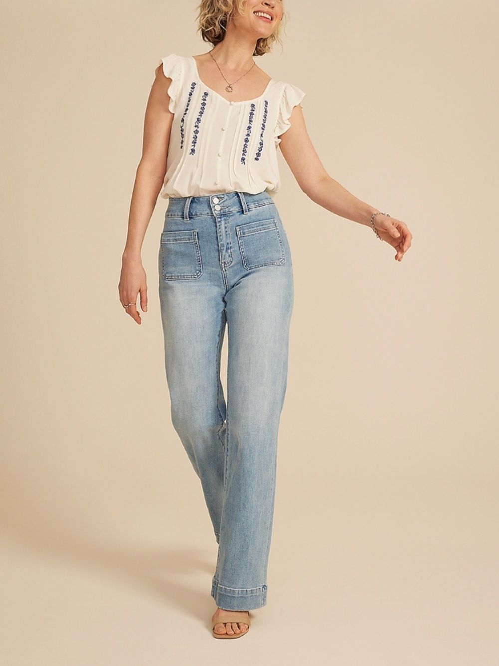 Flying Monkey High-Rise Light Wash Straight Flare Leg Jeans Size 28